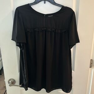 EUC Pleione Ruffle Black Short Sleeve Top Size 1X